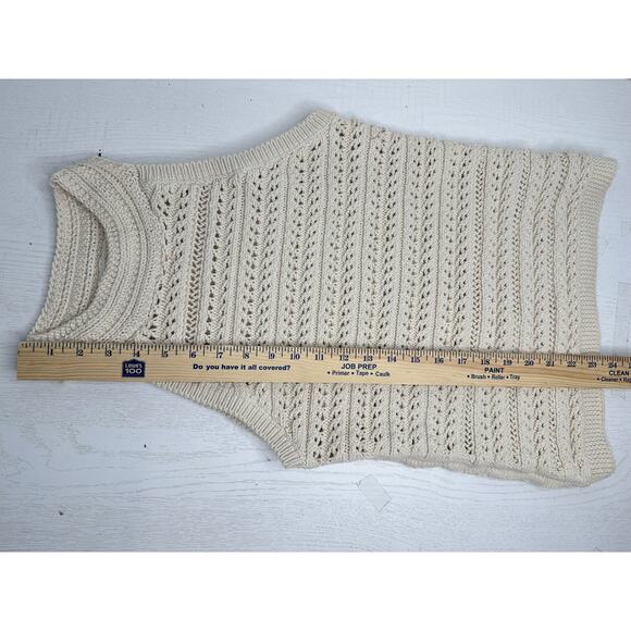 Banana Republic Cream Eyelet Sleeveless Knit Halter Top Casual Stretch Comfort M - Picture 4 of 6